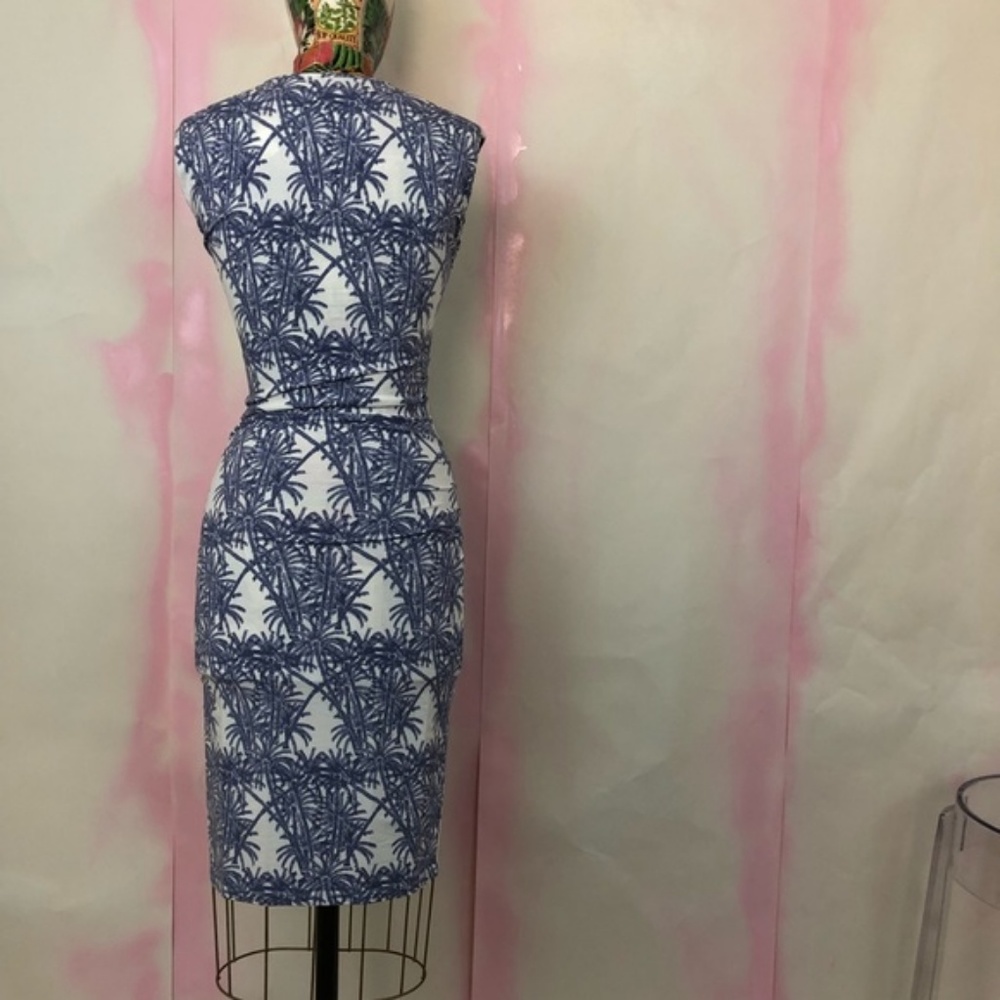 Reiss Rica Palm Tree Print Jersey Ruched Penc - Picture 5 of 8